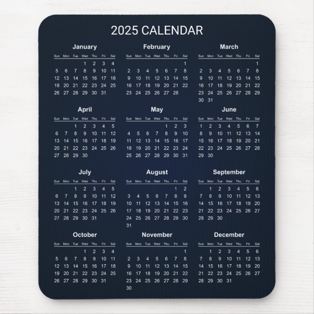 Souris Calendrier 2025 simple mais élégant | Tapis de sou (Devant)
