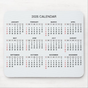 Souris Calendrier 2025 simple mais élégant   Tapis de sou