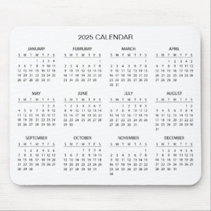Souris Calendrier 2025 simple mais élégant Tapis de sou