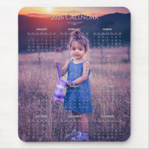Souris Calendrier 2026 avec votre propre photo Tapis de