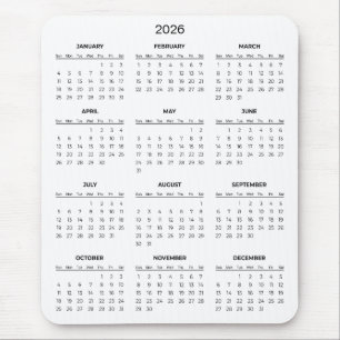 Souris Calendrier 2026 Simple et Élégant   Tapis de souri