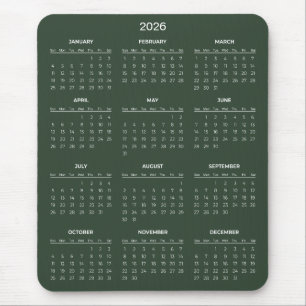 Souris Calendrier 2026 Simple mais Élégant   Tapis de sou