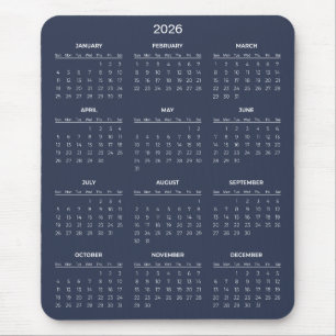 Souris Calendrier 2026 Simple mais Élégant   Tapis de sou