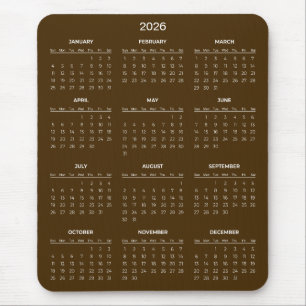 Souris Calendrier 2026 Simple mais Élégant Tapis de sou