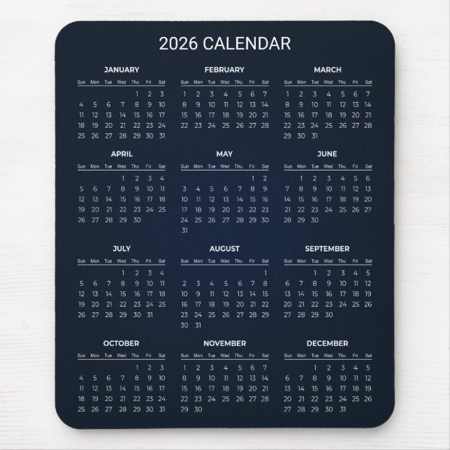 Souris Calendrier 2026 Simple mais Élégant | Tapis de sou (Devant)