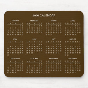 Souris Calendrier Élégant et Simple 2026 Tapis de Souri