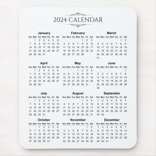 Souris Calendrier élégant et simple pour 2024 | Tapis de  (Devant)