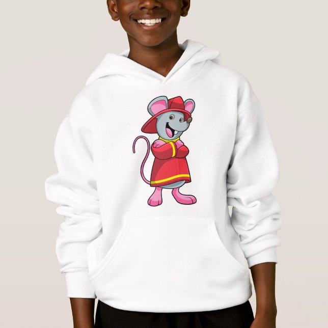 Souris comme pompier avec casque (Devant)