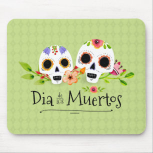 Souris Crânes à sucre florales Dia de Muertos Tapis de