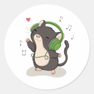 Souris dansante mignonne avec autocollant musical