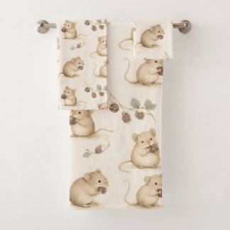 Souris de forêt à l'aquarelle et ronces de mûres