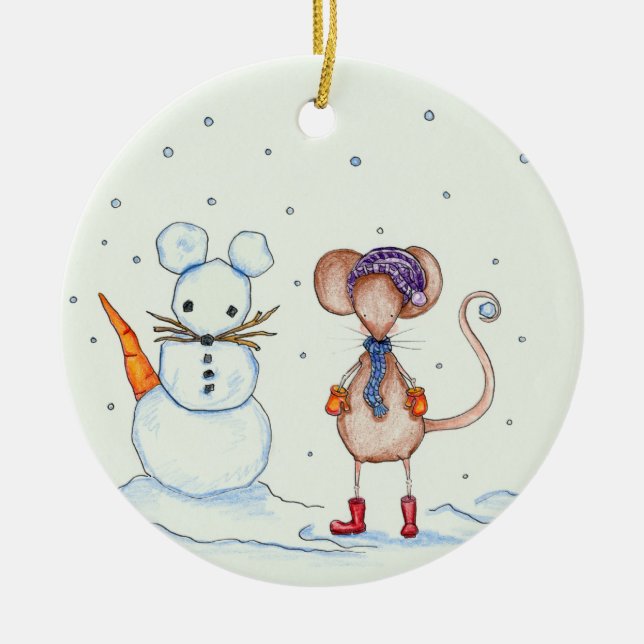 Souris de neige et ornement d'ami (Devant)