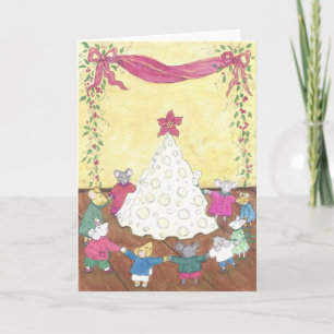 Souris de Noël et une carte d'arbre de Noël de