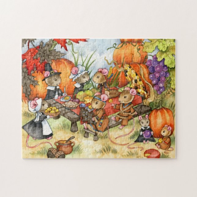 Souris de thanksgiving - puzzle mignon (Horizontal)