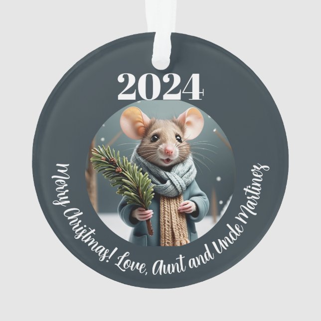 Souris d'hiver Ornement de Noël - Texte personnali (dos)