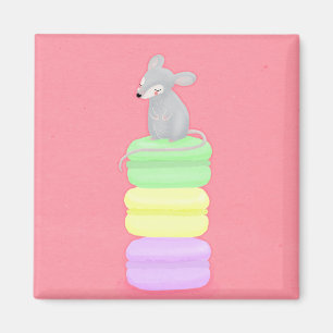 souris et aimant de macarons