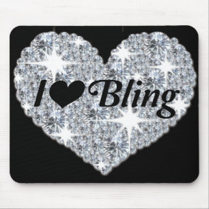 Souris Faux coeur de diamant 'i love bling' tapis de sour