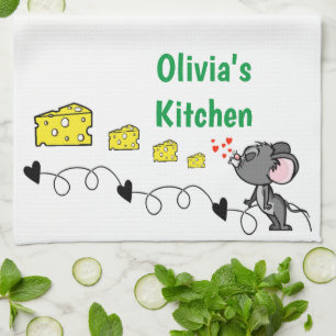 Souris Fromage Coeurs Cuisine Serviette à main