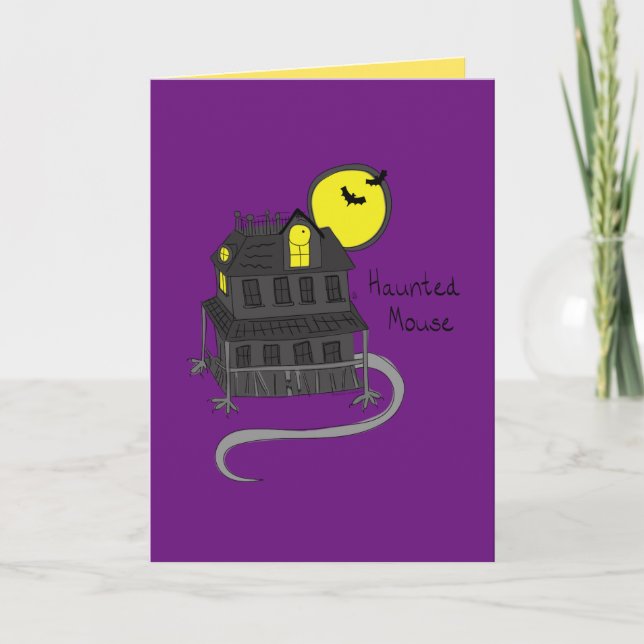 Souris Hantée - Drôle carte de voeux Halloween (Devant)