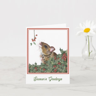 Souris, Holly, Mistletoe Festive Carte de saison
