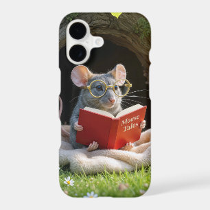 Souris lisant un livre rouge sur une couverture