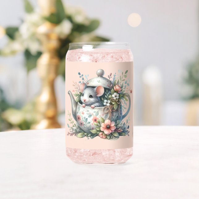 Souris mignonne en théière florale Illustration (Insitu (Mariage))