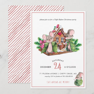 Souris mignonnes Invitation à la fête de Noël