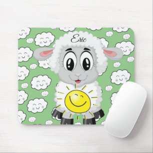 Souris Mouton Soleil Nuages Vert Pad Souris! Tapis de sou