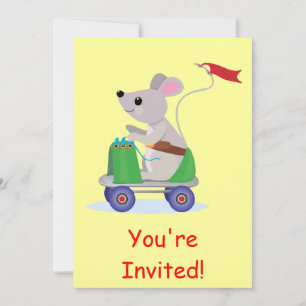 Souris sur une invitation de Scooter de patinage