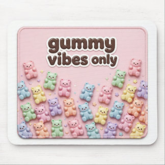 Souris Tapis de bureau pastel ours Gummy Vibes Only Rose 