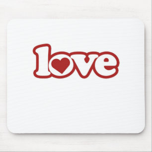 Souris Tapis de souris, joli design d'amour rétro, rouge 