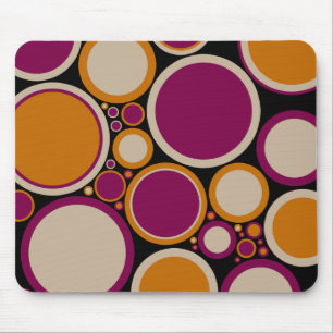 Souris Tapis de souris, points rétro, prune ou vin, orang