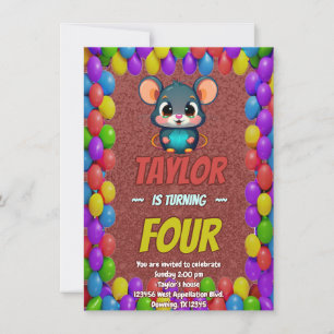 Souris Unique Personnalisé Anniversaire Invitation