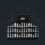 Sous Chef Chess Piece Black White Kids Apron<br><div class="desc">Classic black and white chess kids apron for chess lovers,  featuring chess figures in a geometric pattern. Modern chess pieces design</div>