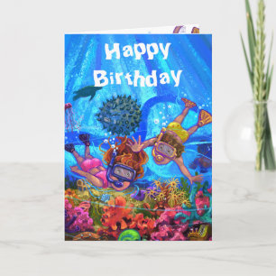 Sous la carte d'anniversaire de la mer