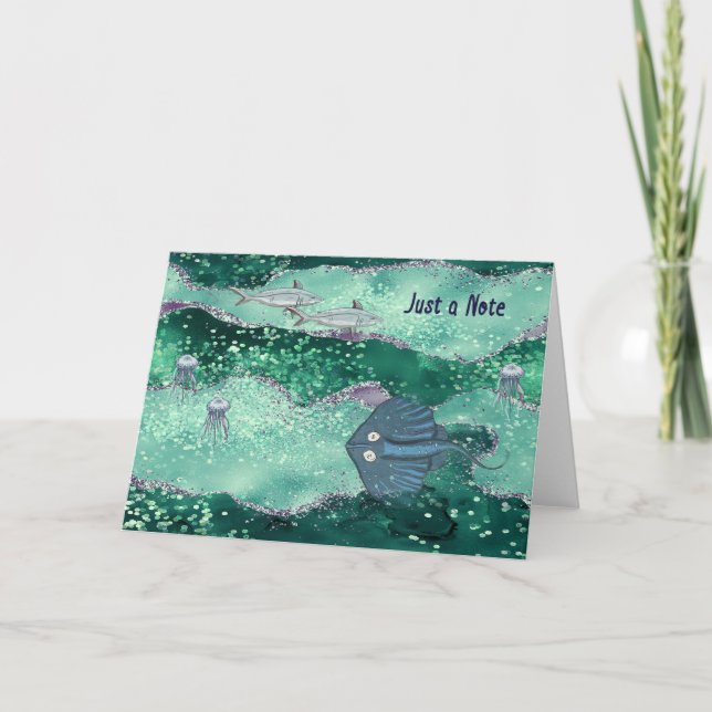 Sous la carte de note bleue Sea Blank (Devant)