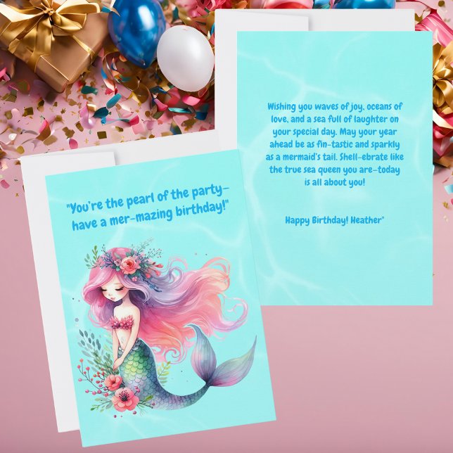 Sous La Carte De Voeux D'Anniversaire De La Sirène (Créateur téléchargé)