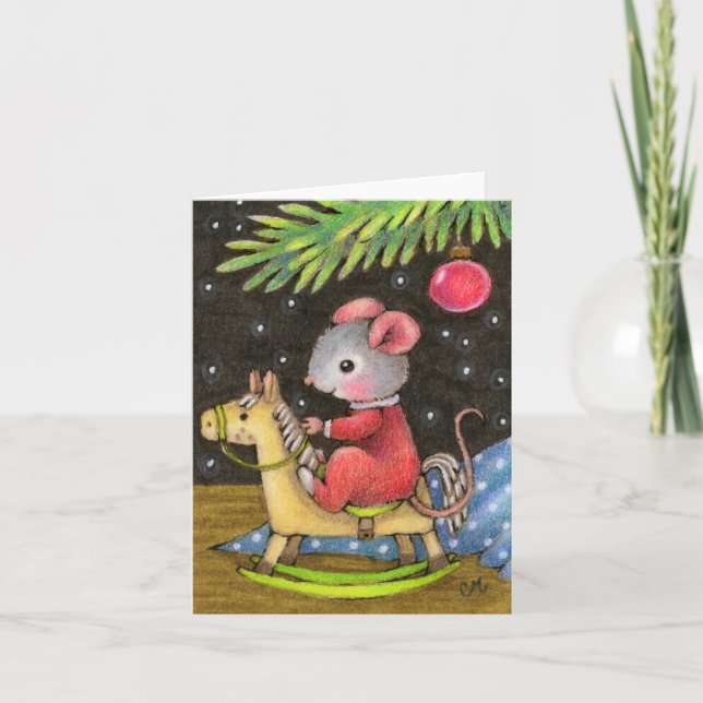 Sous la carte de voeux de Noël Tree mignonne souri (Devant)