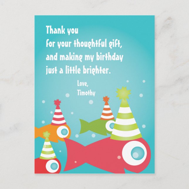 Sous la carte postale du Merci du poisson de mer (Devant)