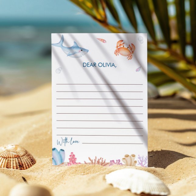 Sous la mer 1er Anniversaire heure Carte pour note (Créateur téléchargé)