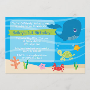 Sous la mer Anniversaire Invitation baleine