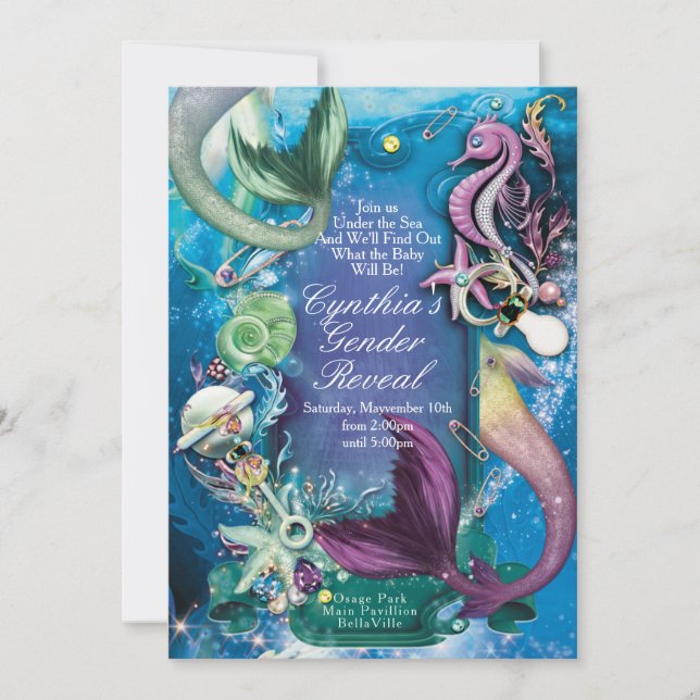 Sous la mer Baby Genre Révéler les invitations (Devant)