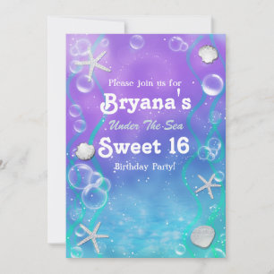 Sous la mer douce 16 anniversaire invitation fête