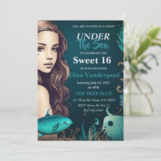 Sous la mer douce 16 invitations (Debout devant)