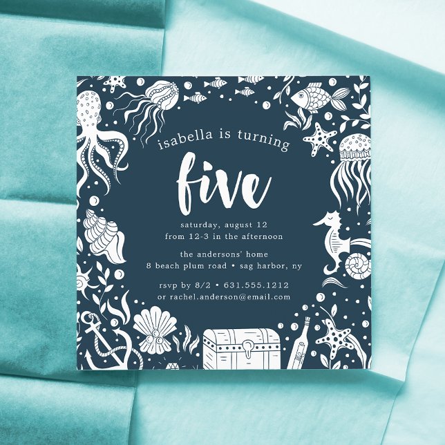 Sous la mer | Invitation à la fête du cinquième an (Créateur téléchargé)