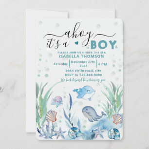 sous la mer invitation bébé garçon douche