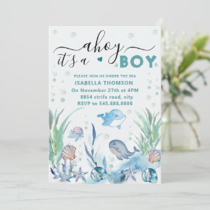 sous la mer invitation bébé garçon douche