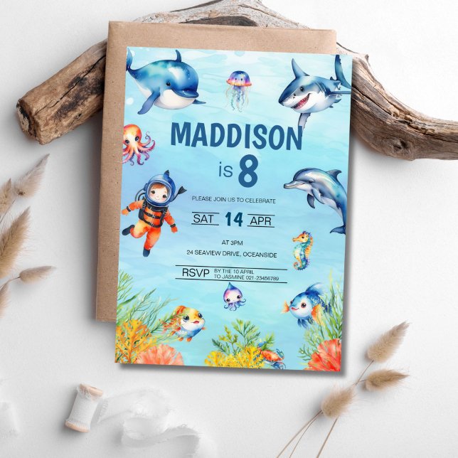 Sous la mer Invitation d'anniversaire 8 (Créateur téléchargé)