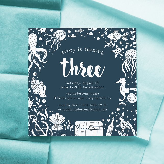 Sous la mer | Invitation de fête d'anniversaire (Créateur téléchargé)