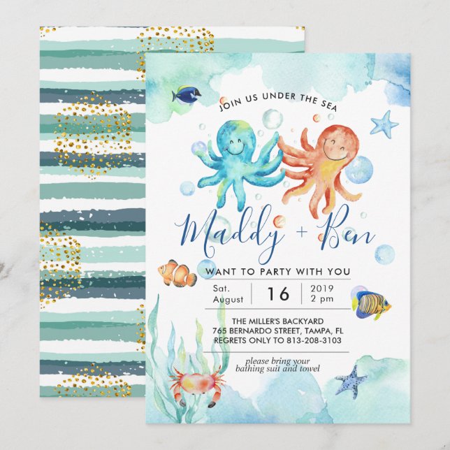 Sous la mer | Invitation d'une partie de pool conj (Devant / Derrière)